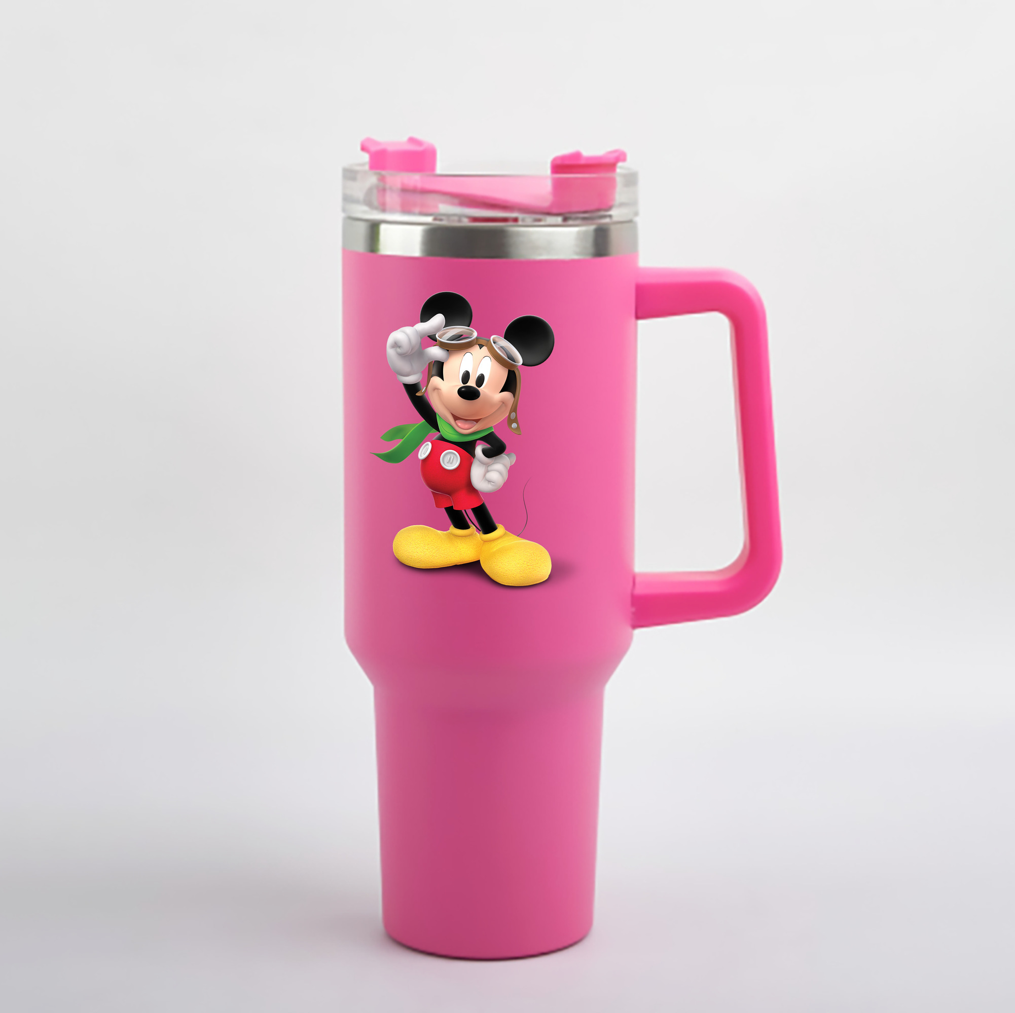 （画像用） ミッキーマウス Mickey Mouse 1200mL車用タンブラー - クリスタルステッカー（プラスチックストロー付き）